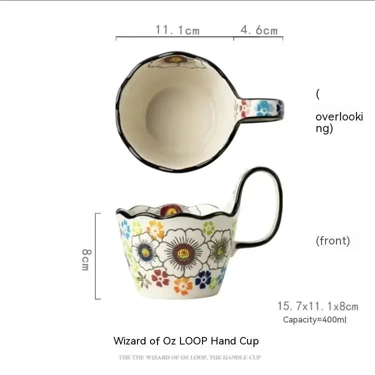 Handmade Large Capacity Painted Irregular Cups - Bellarte Enchanté Handmade Large Capacity Painted Irregular Cups